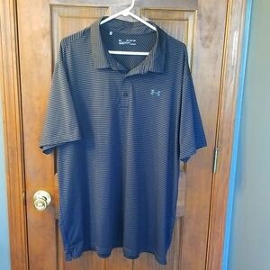 NWOT, Mens Under Armour Heatgear Black/grey striped polo.  Size 3XL.